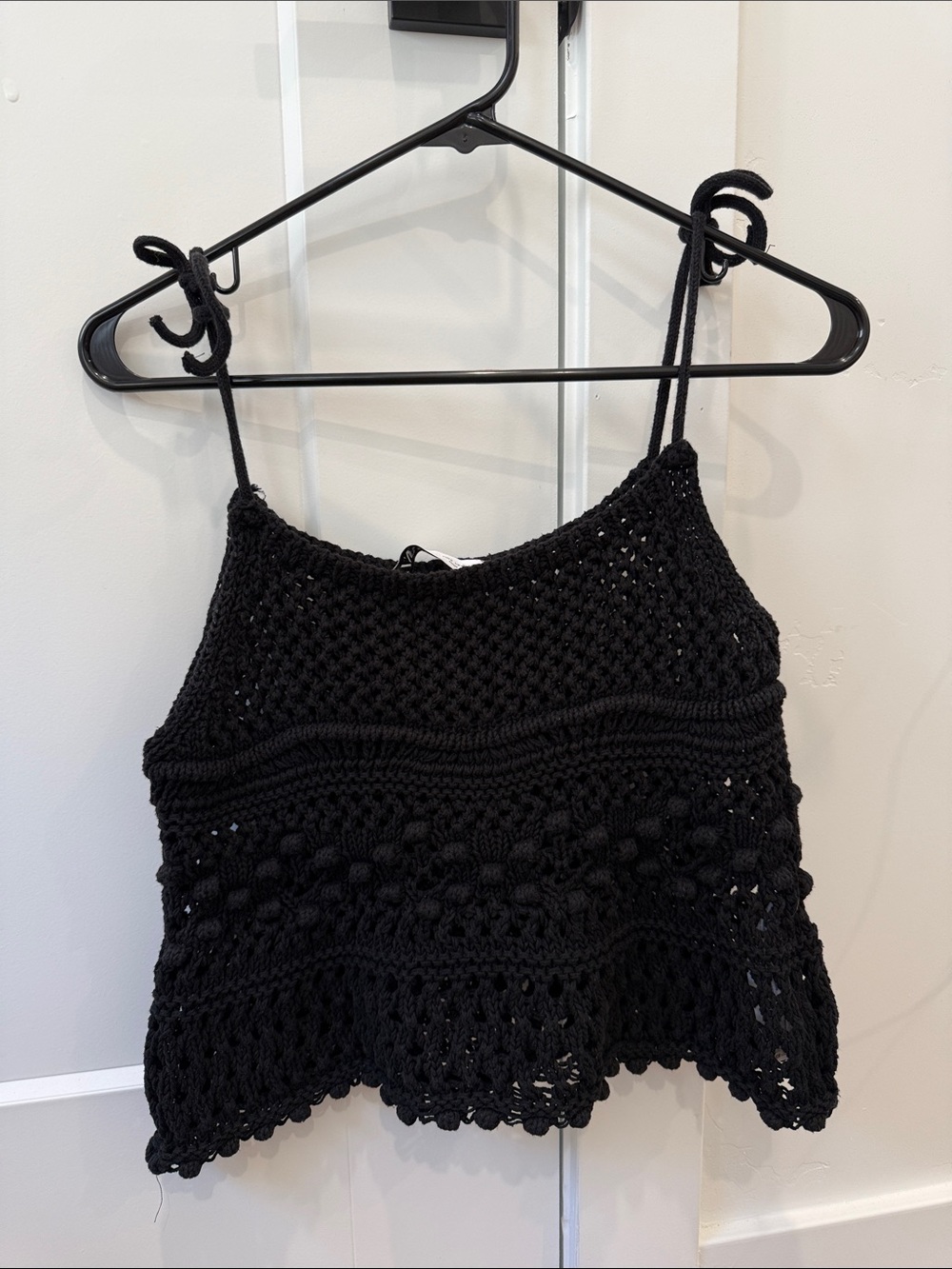 Black Crochet Tie-Shoulder Tank Top Zara